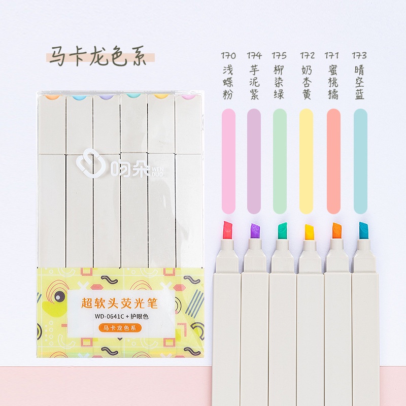 Set 6 bút highlight đánh dấu pastel Kiss Duo Vuông DecorMe màu pastel xinh xắn trang trí sổ bullet journal