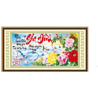Tranh thêu chữ thập Gia đình Mẫu đơn Ailuo 3D AL53478