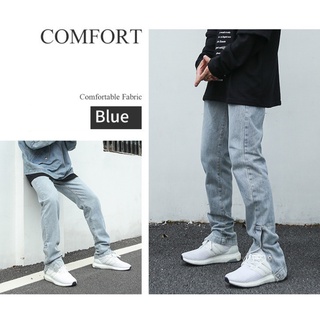 Quần jean trơn phối nút bấm phong cách streetwear ss2021