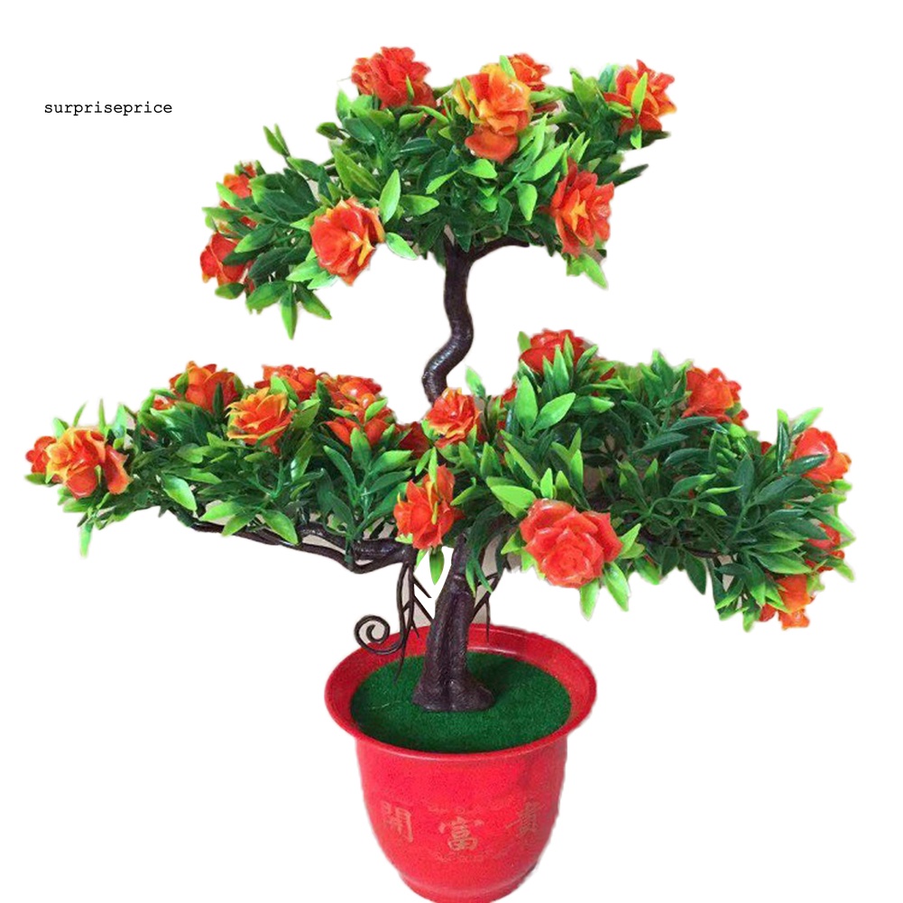 Chậu Cây Hoa Hồng Giả Trang Trí Nhà Cửa / Văn Phòng