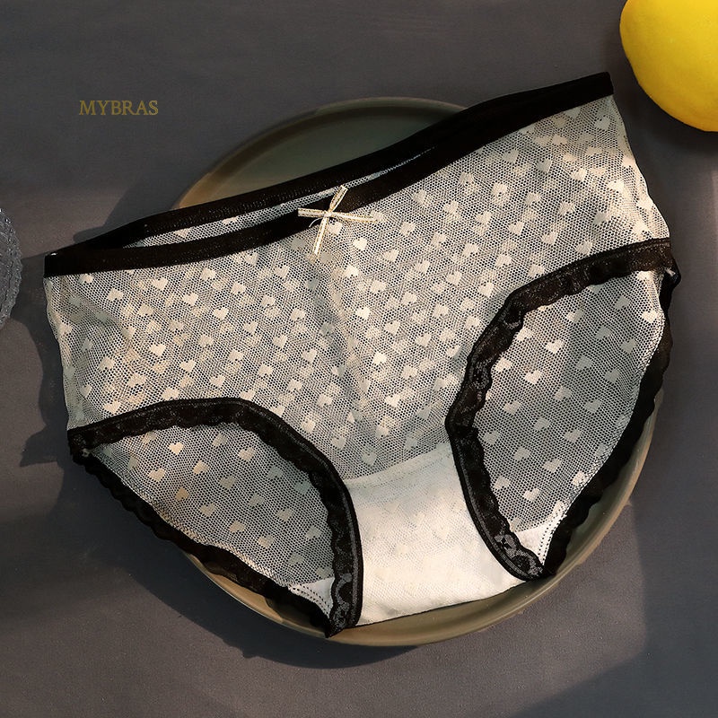 Quần Lót Lưng Vừa Siêu Mỏng Phối Ren Trong Suốt Chống Vi Khuẩn Thoáng Khí Cho Nữ