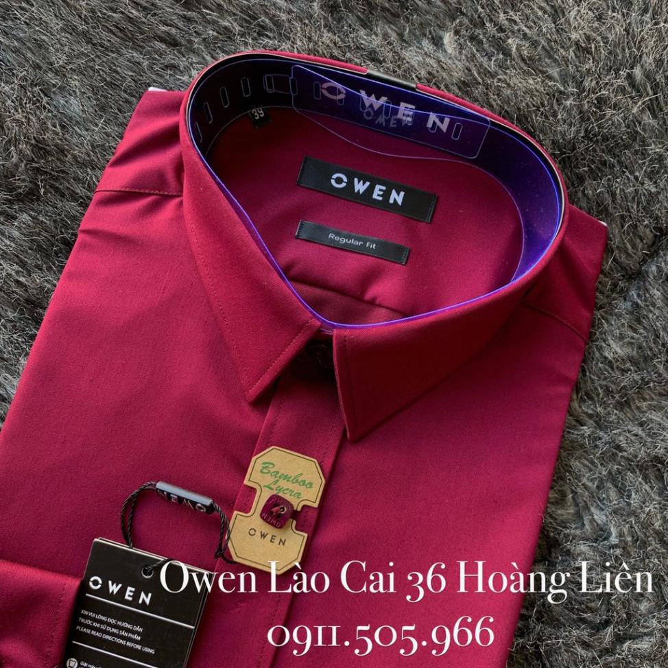 Xả 12.12 10.10 . OWEN - Áo sơ mi dài tay Owen regular fit màu đỏ đô AR 80776 Cực Đẹp . . . ' ' ' . ' * !