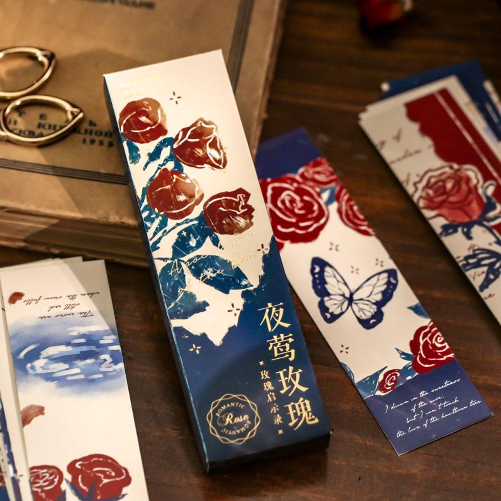 CHOOKEY Hộp 30 Thẻ Giấy Đánh Dấu Trang Sách Hình Hoa Hồng Sáng Tạo