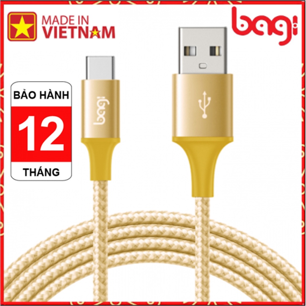 Dây cáp dù sạc nhanh Type-C Bagi dài 1m CS100 -Hàng chính hãng