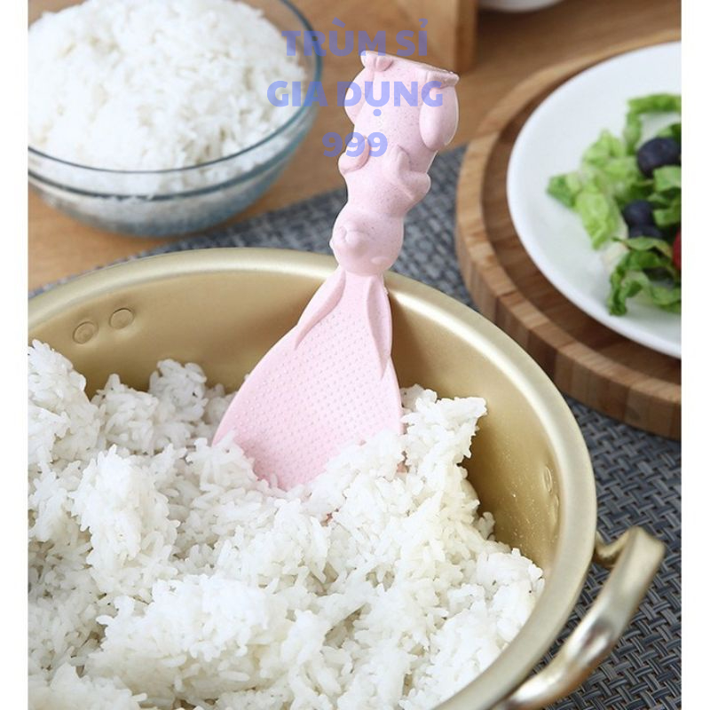 vá xới cơm lúa mạch hình tai thỏ, Thìa Muỗng Vá Xới Cơm Chống Dính Hình Tai Thỏ Xinh