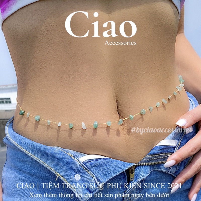 [HOẢ TỐC 1H] Vòng bụng/ Vòng eo thiết kế đính đá xanh tinh tế mới lạ trendy Oralie Ciao