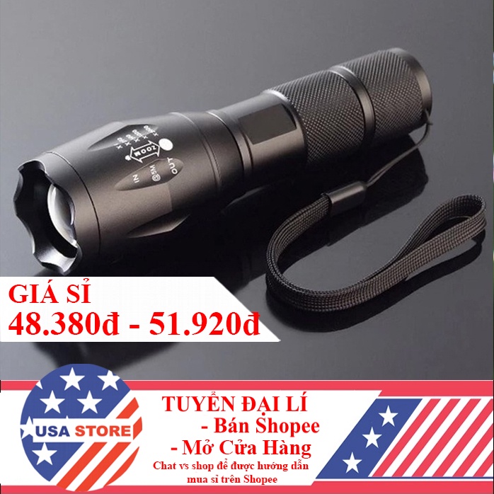 Đèn Pin Siêu Sáng Chip Q5 - XML6 Tặng Sạc Pin Đa Năng (Chưa Kèm Pin)