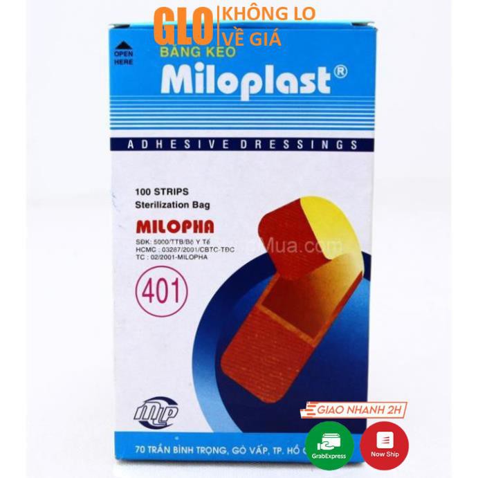 Hộp Băng Keo Cá Nhân Miloplast 100 Miếng, Gạc Vết Thương, An Toàn Tiện Dụng Cho Gia Đình Và Các Cơ Sở Y Tế