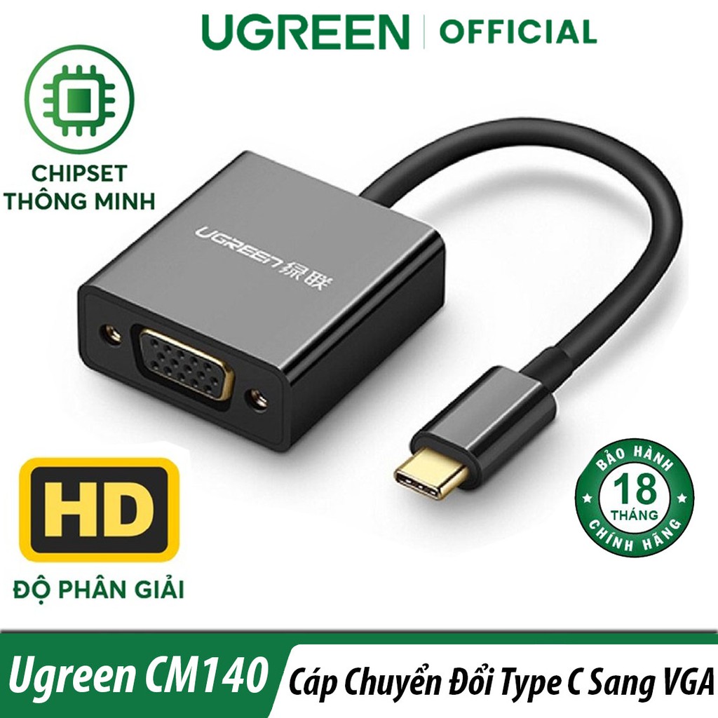 Cáp Chuyển Đổi USB Type C To VGA Ugreen CM140 Chính Hãng