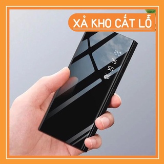 Sạc dự phòng 30000mAh Tích Hợp Sạc Nhanh Fast Charge Mặt Kính Đen hiển phần trăm thị pin. 2 USB Có Đèn ThanhLiem [Gương]