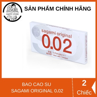 Bao cao su Sagami 0.02 siêu mỏng cho cảm giác chân thật nhất - hộp 02 cái - nhập khẩu chính hãng Nhật Bản