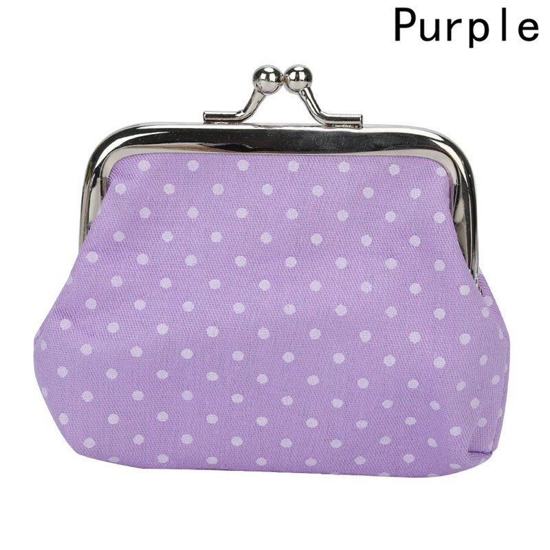 Ví tiền cầm tay in họa tiết chấm bi xinh xắn