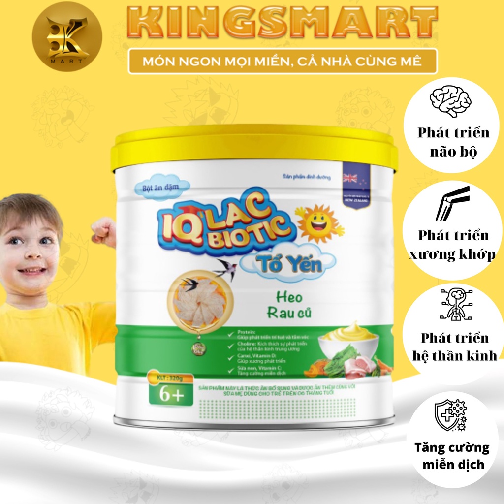 Bột ăn dặm IQLAC BIOTIC Heo Rau Củ - Bột dinh dưỡng bổ sung cho bé trên 6 tháng tuổi lon 320g (NPP ĐÔNG HƯNG)