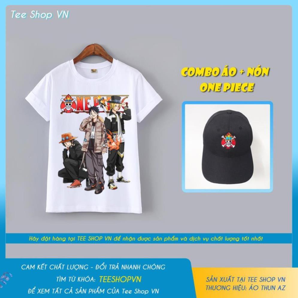 Combo Áo thun và Nón One Piece in hình ACE SABO LUFFY Street Style M2599 / chất ao cực đẹp / mẫu mới nhất