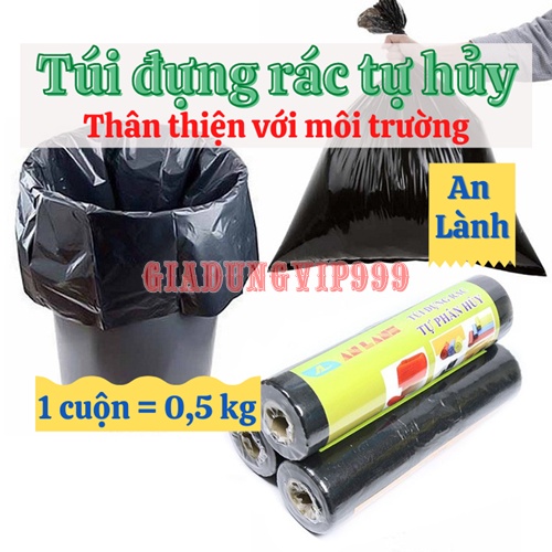 Túi đựng rác SALE Túi rác cuộn tự phân hủy sinh học siêu dai túi nilon đựng rác đen thân thiện với môi trường