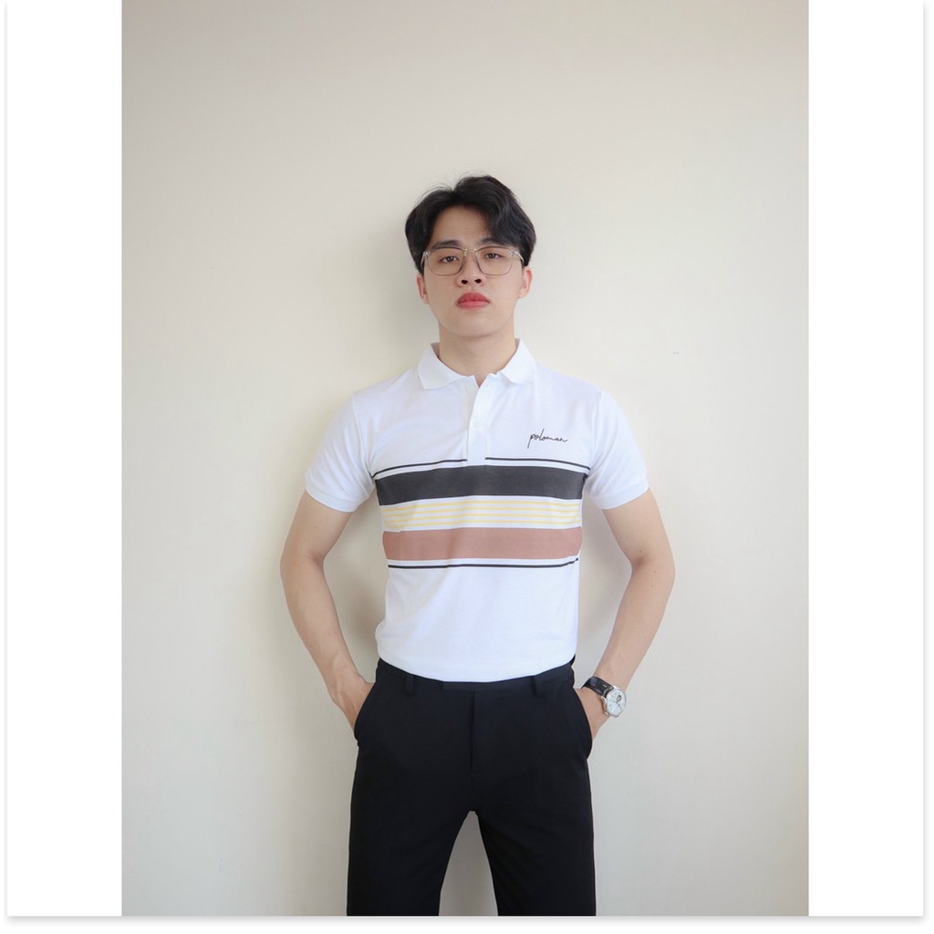 Áo thun cổ trụ ngắn tay kẻ ngang hoạ tiết cực đẹp KHANH AN