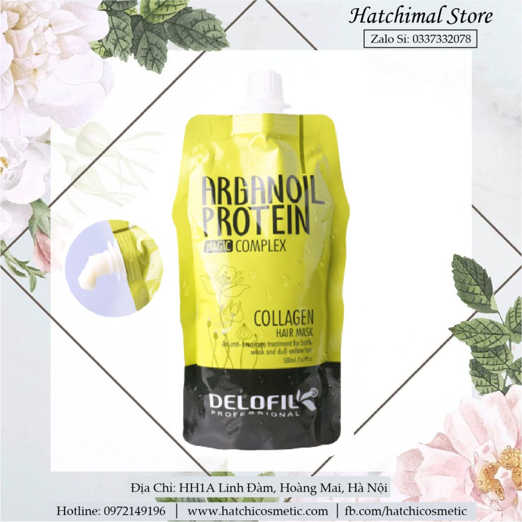 [Delofil] Dầu Hấp Ủ Tóc Collagen Delofil Arganoil Protein Siêu Mượt Dạng Túi 500ml HC262