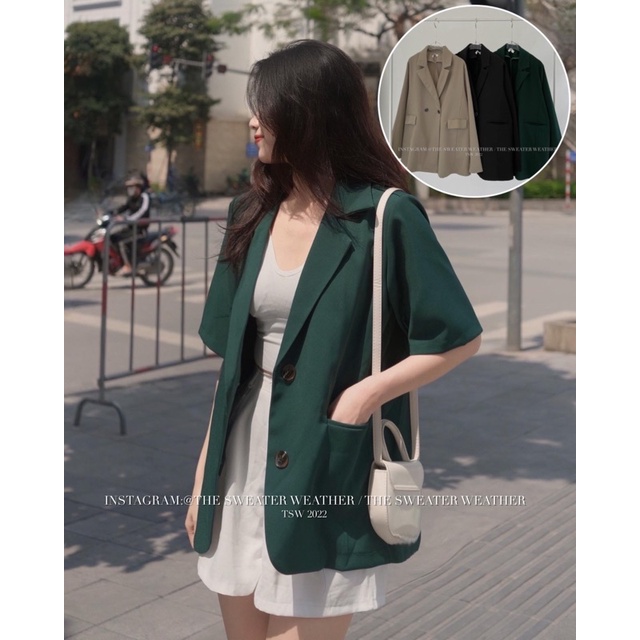 Áo khoác blazer nữ CỘC TAY/DÀI TAY form rộng chất dày dặn the.sweaterweather TSW (Ảnh thật) | BigBuy360 - bigbuy360.vn