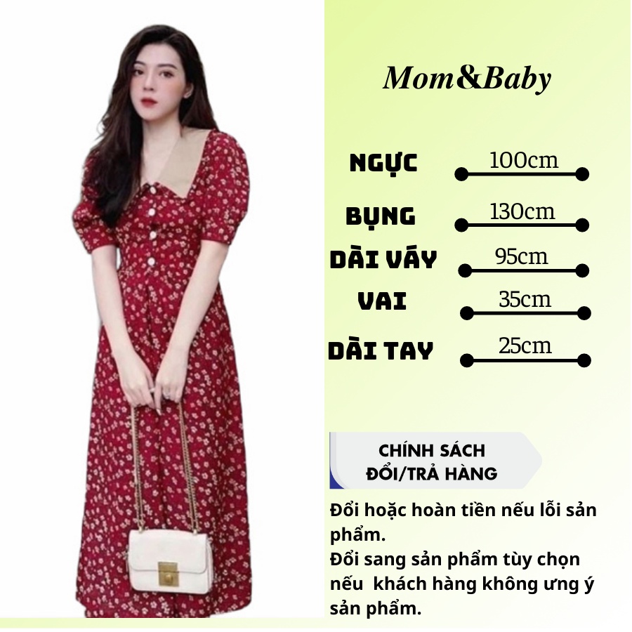 Đầm bầu hoa nhí có dây đai M308 vải lụa hoa thời trang thiết kế xinh xắn MSP308 Mom and Baby