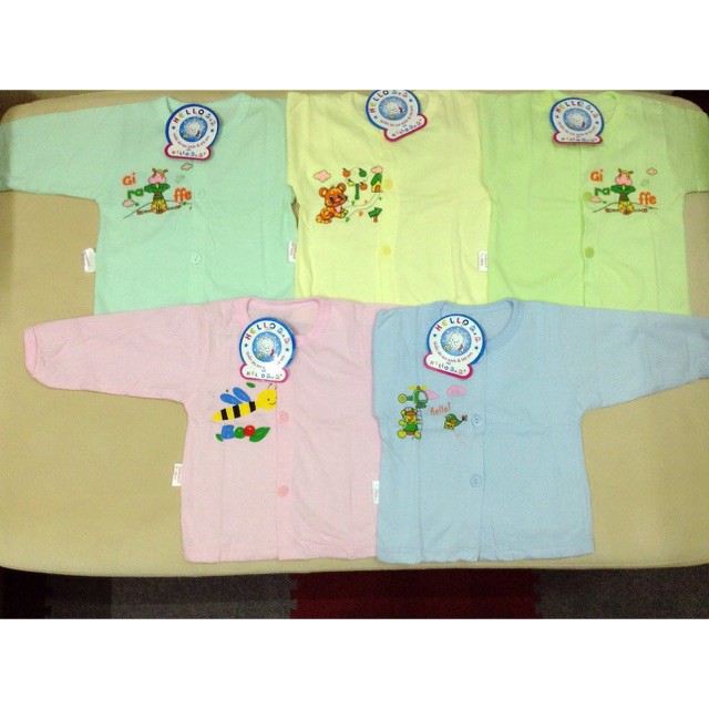 5 áo sơ sinh cao cấp mở khuy Hello Baby 100% cotton hàng cao cấp