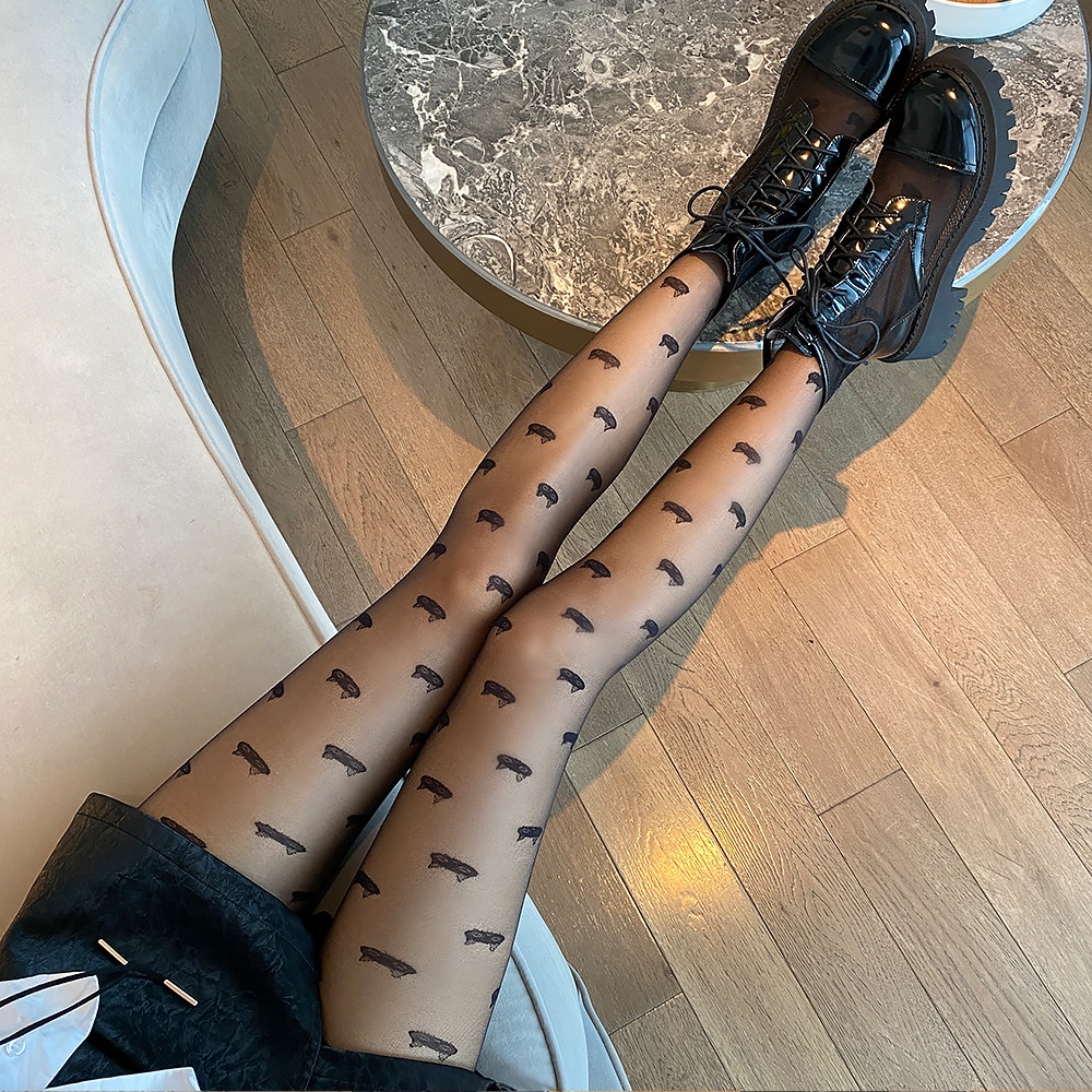 DUNEA Quần Tất Lụa Chống Chảy Xệ 10d In Chữ Thời Trang Cho Nữ