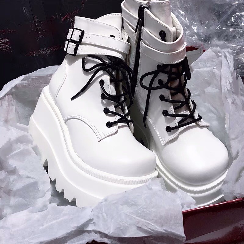 GIÀY BOOTS NỮ G81 HARAJUKU ROCK DARK THỜI TRANG NHẬT BẢN - Giày Bốt Nữ Độn Đế Tăng Chiều Cao Đế Bánh Mì