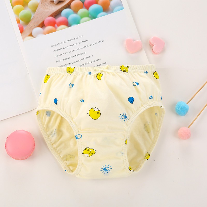 Set 5 quần xì trẻ em Hàn Quốc 100% vải cotton thoáng mát, an toàn cho sức khỏe mẫu Happy-Lovely-Vàng dành cho bé gái