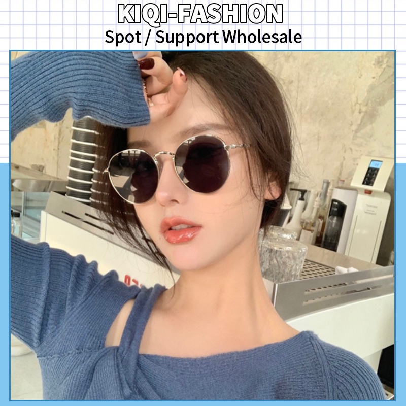 (KIQI-FASHION) COD Kính Chống Nắng Uv400 Gọng Kim Loại Tròn Oversize Chất Lượng Cao Thời Trang Phong Cách Hàn Quốc Cho Nữ