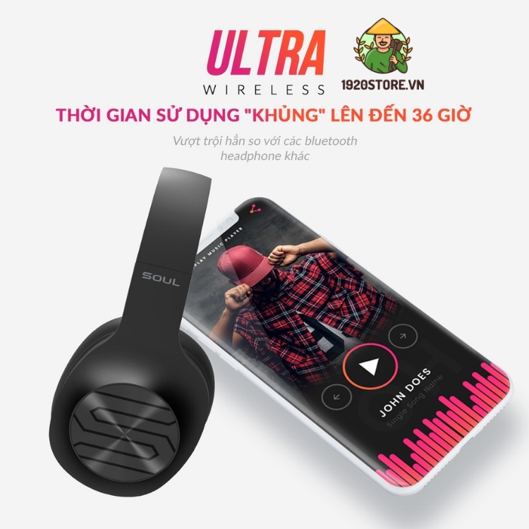 Tai Nghe Bluetooth Headphone Soul Ultra Wireless Dynamic Bass, Bluetooth 5.0 - Chính Hãng BH 12 Tháng