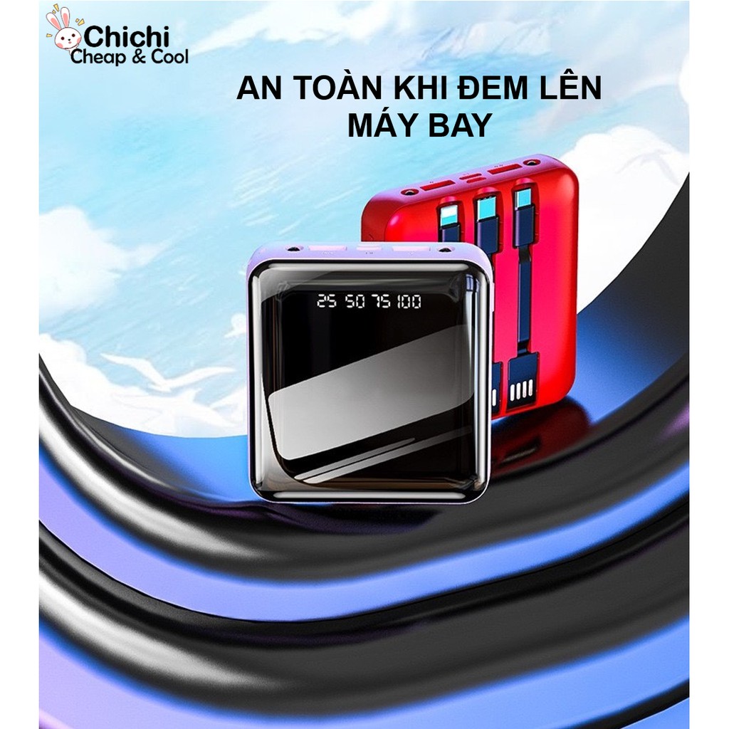 Sạc Dự Phòng 20000mAh mini cao cấp giá rẻ kèm dây sạc nhanh nhỏ gọn ChiChi PDP06