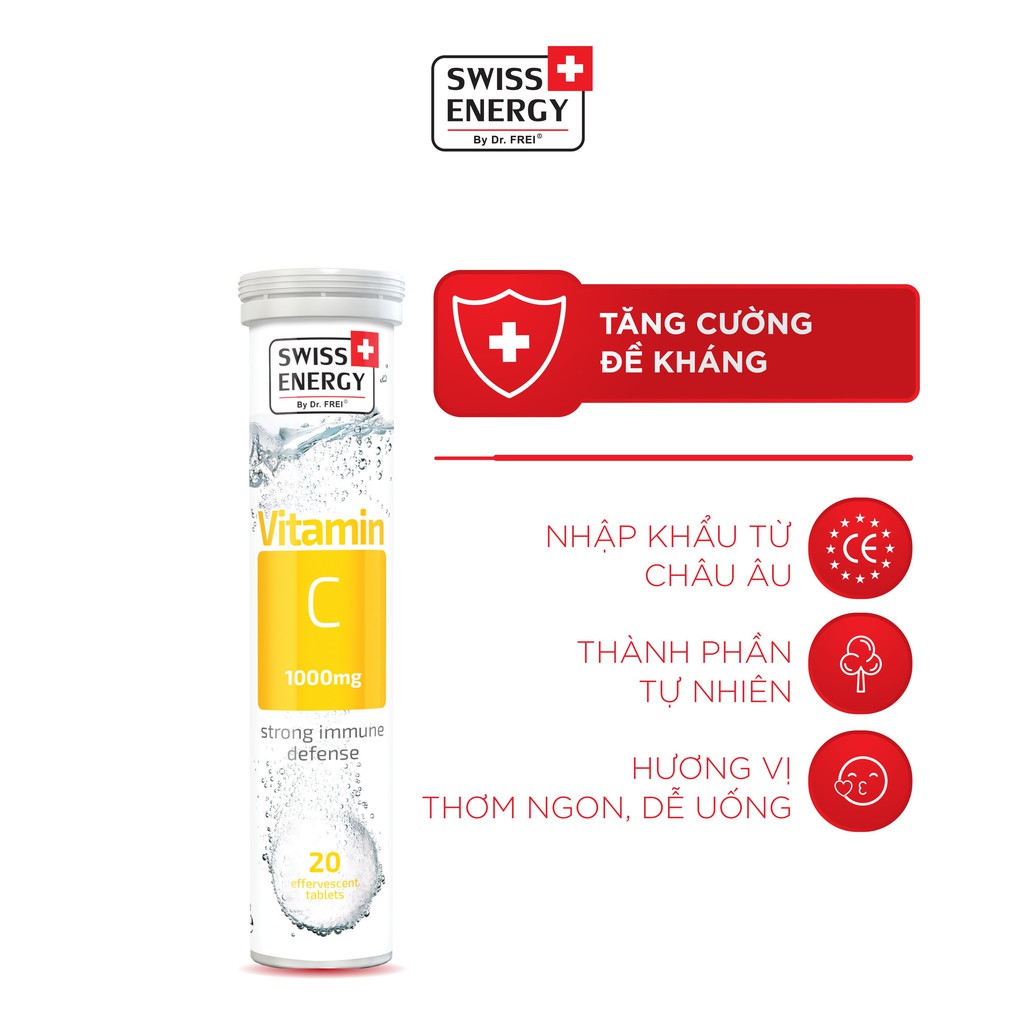 Viên sủi bổ sung vitamin C Swiss Energy Vitamin C 1000mg (20 viên) Nông Trại Vui Vẻ Shop