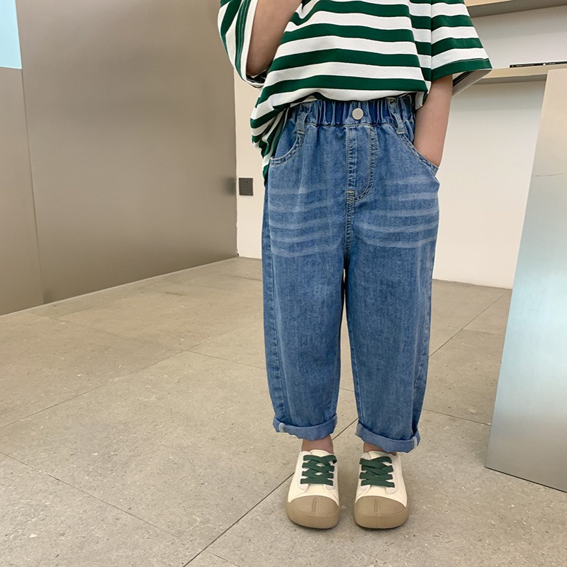 Quần giả Jean dài wax ngang cá tính cho bé Q826 [Chất giả Jean]