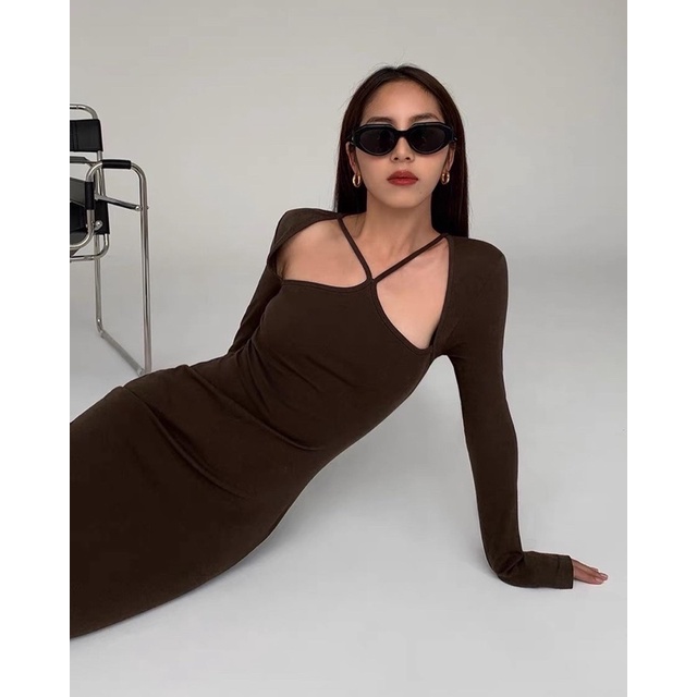 Đầm body cổ yếm tay dài MOODY NUDY | BigBuy360 - bigbuy360.vn