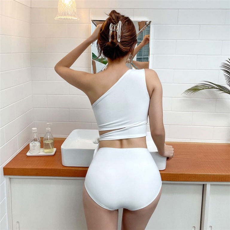 Bikini LUHAZO 2 mảnh sexy vắt vai đồ bơi đi biển bigsize kín đáo Hàn Quốc cạp cao nâng ngực hở lưng  2618 DK7T502