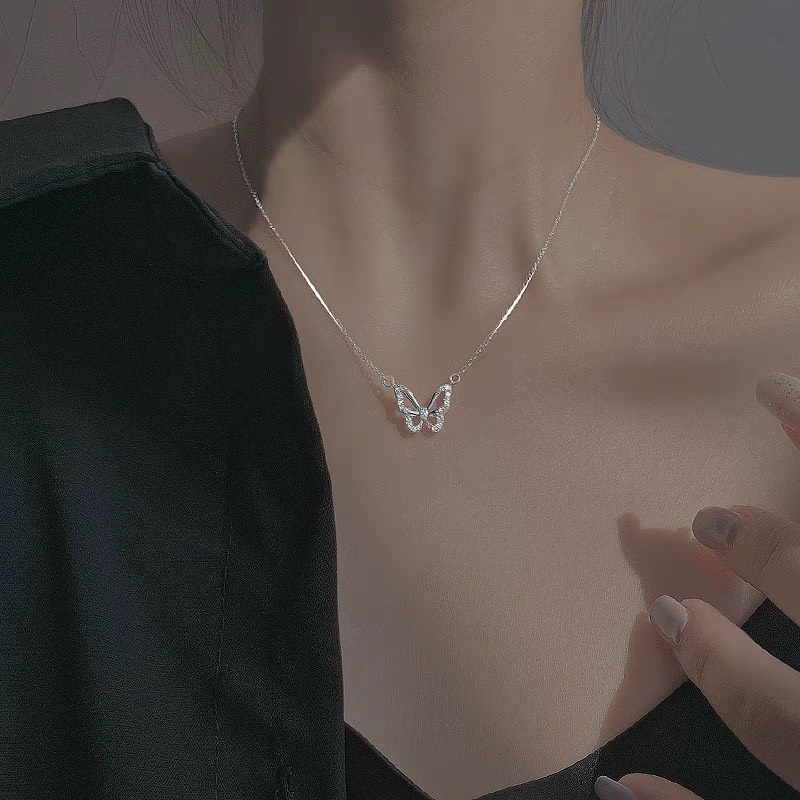 Dây chuyền bạc nữ DUYSON SILVER, vòng cổ bạc 925 mặt hồ điệp đính đá xinh xắn dễ thương [DCKX2]