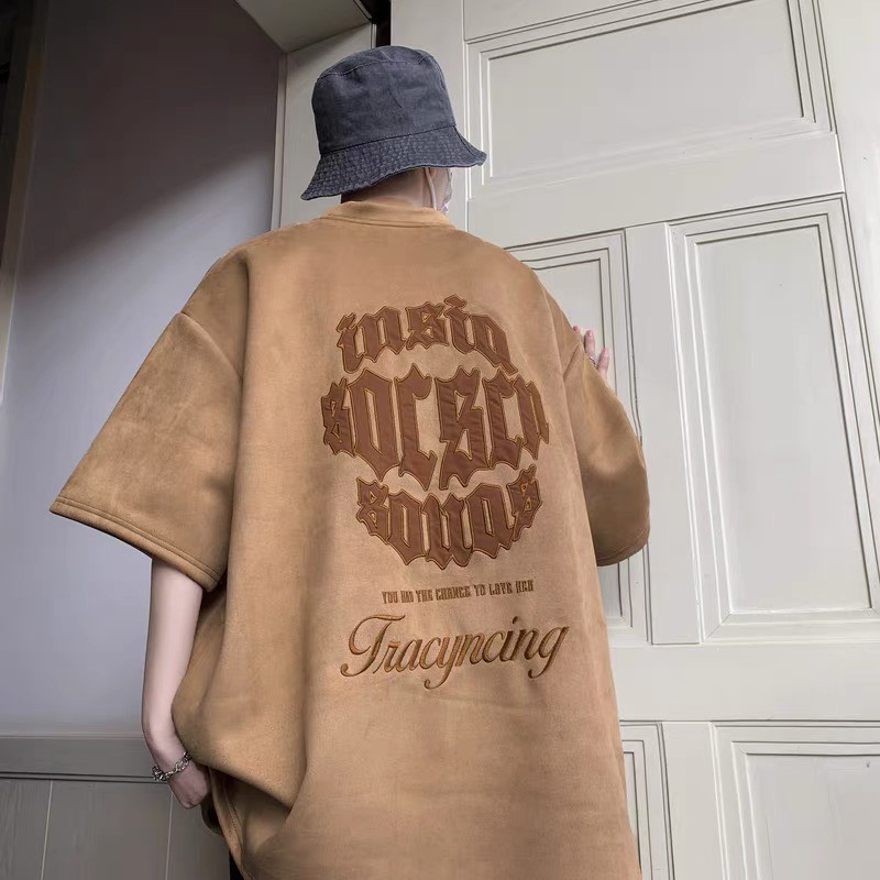 Áo Thun Tay Lỡ Unisex SHAKE Chất Liệu Da Lộn Thêu Chữ Form Rộng - Tuni Store