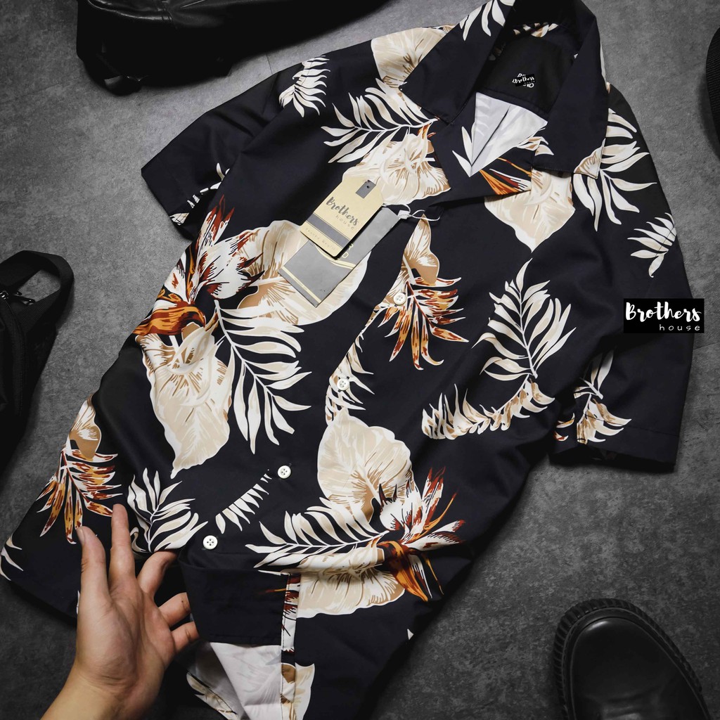 |Vải lụa cao cấp| Áo sơ mi nam tay ngắn họa tiết River Island, vải đẹp nổi bật lắm nha