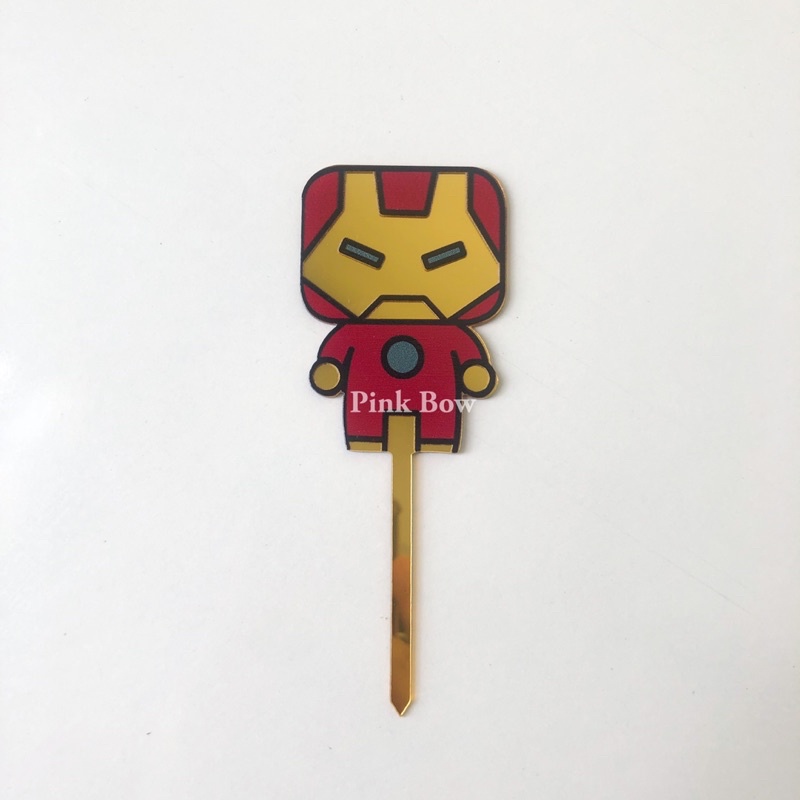 Topper mica phụ kiện trang trí bánh kem sinh nhật hình anh hùng MARVEL IRON MAN/ SPIDERMAN/ CAPTAIN/ BATMAN/ SUPPER MAN