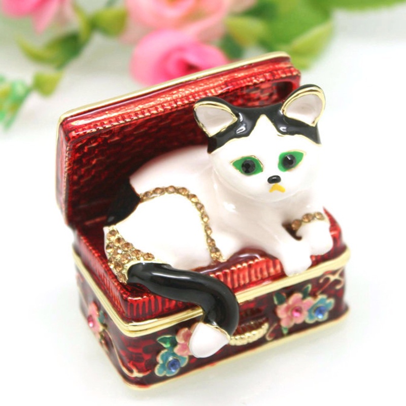 Flgo Hộp Đựng Trang Sức Hình Chú Mèo Tráng Men Mini Thời Trang Dùng Để Trang Trí Nội Thất