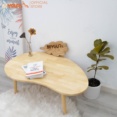 Bàn trà bàn sofa BEYOURs D Table kiểu dáng hình hạt đậu, gỗ cao su chắc chắn - Size S - 2 màu: trắng (MDF), gỗ