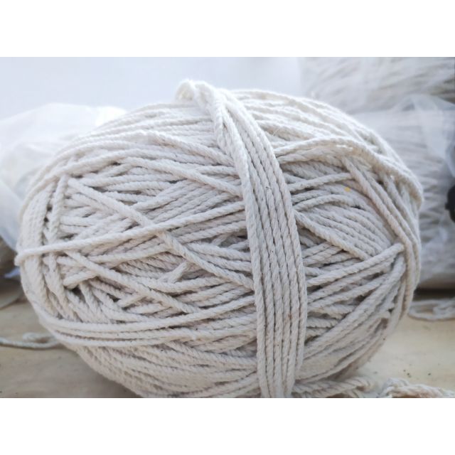 1kg dây thừng se macrame 3~5mm sợi 3 xoắn trắng ngà