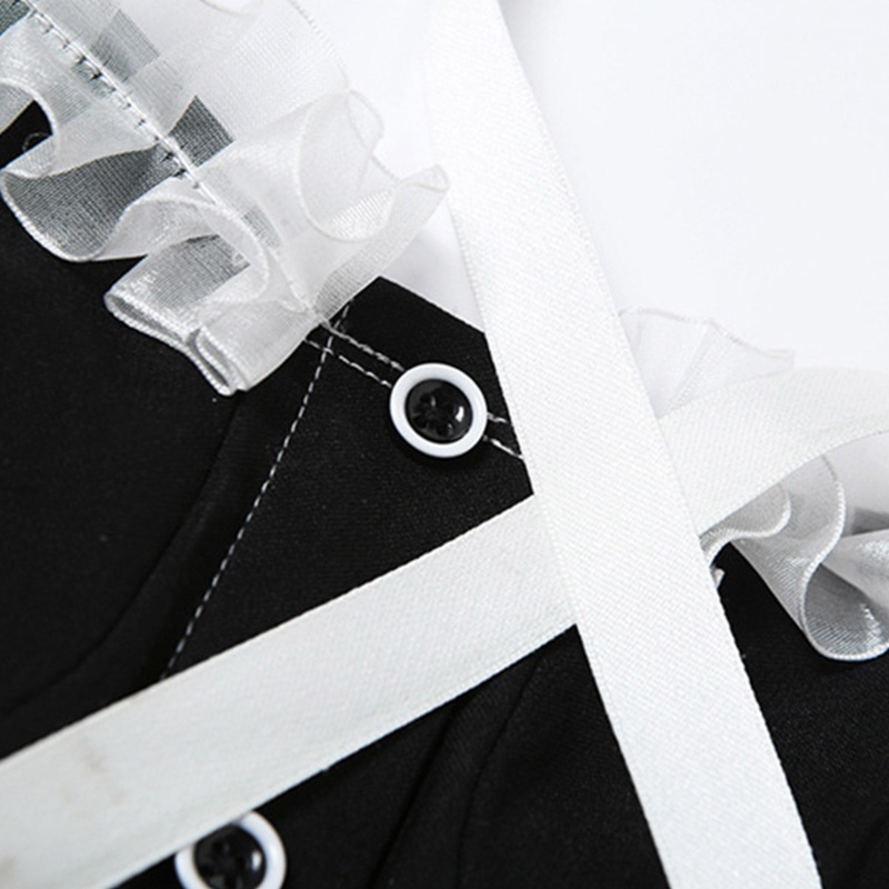 Áo Croptop Hai Dây Cổ Vuông Cột Dây Hông Thời Trang Quyến Rũ Cho Nữ