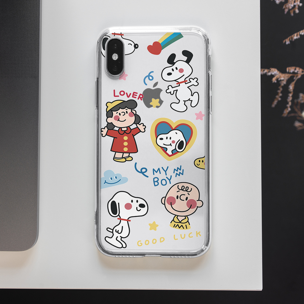 iPhone 12 PRO MAX iPhone 11 pro max iPhone x xr xs max iPhone 8 plus 7 plus SE2020 6 6s Plus Snoopy Spike Charlie Brown Casing Phone Case Transparent Soft TPU Cover