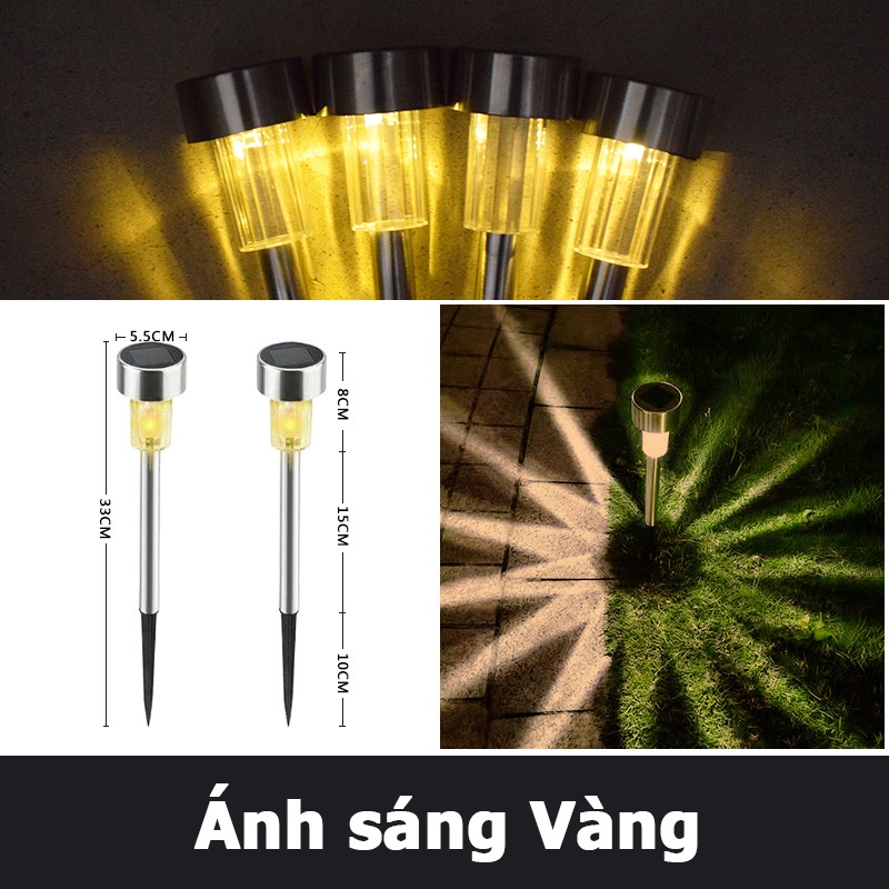  Đèn led cắm đất năng lượng mặt trời bằng thép không gỉ trang trí sân vườn SV inox