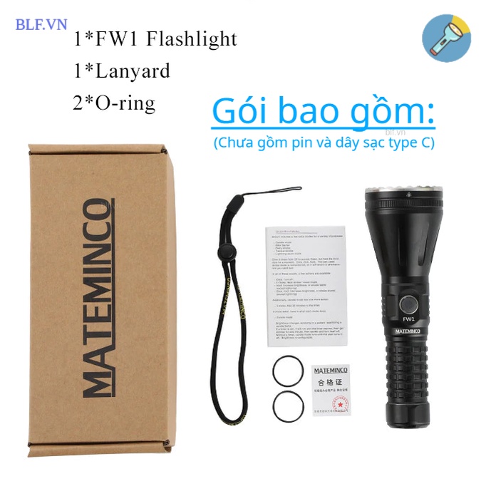 Đèn pin LEP Mateminco FW1 siêu chiếu xa 2952m 21700 USB-C