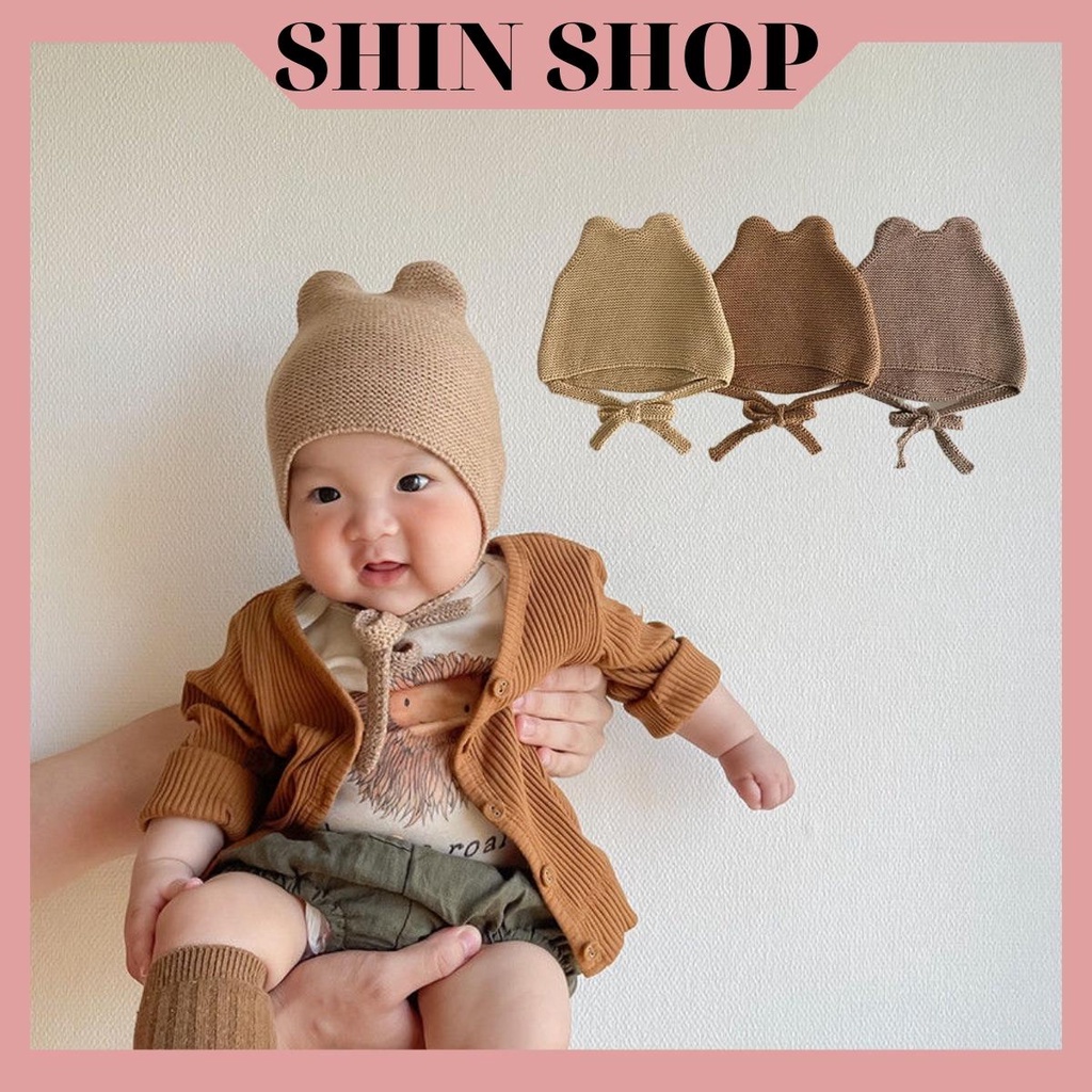 Mũ Len Cột Dây Cho Bé SHINSHOP Kiểu Dáng Trơn Đơn Giản Cho Bé Trai Và Gái. Nón Cho Trẻ Em Từ 3-12 Tháng ML60