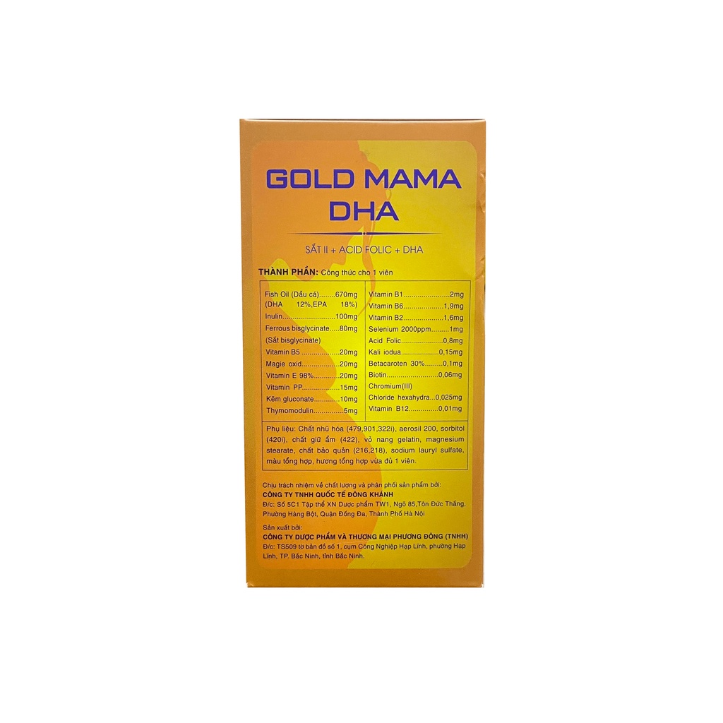 Viên Uống Dầu Cá Bổ Sung Vitamin Khoáng Chất Cho Phụ Nữ Trước Và Trong Thời Kỳ Bầu Gold Mama DHA