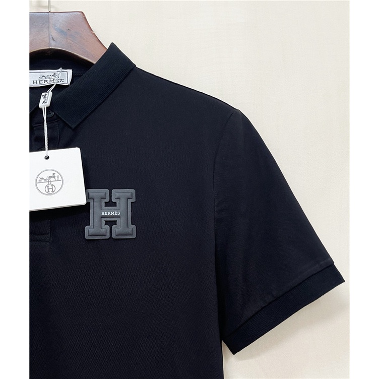 Áo Thun POLO Tay Ngắn Thêu Chữ Herme Chất Liệu Cotton Thời Trang 2022 Size S-4XL