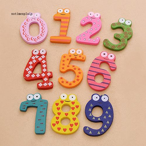 Set 10 con số đồ chơi 0-9 bằng gỗ nhiều màu có nam châm gắn tủ lạnh