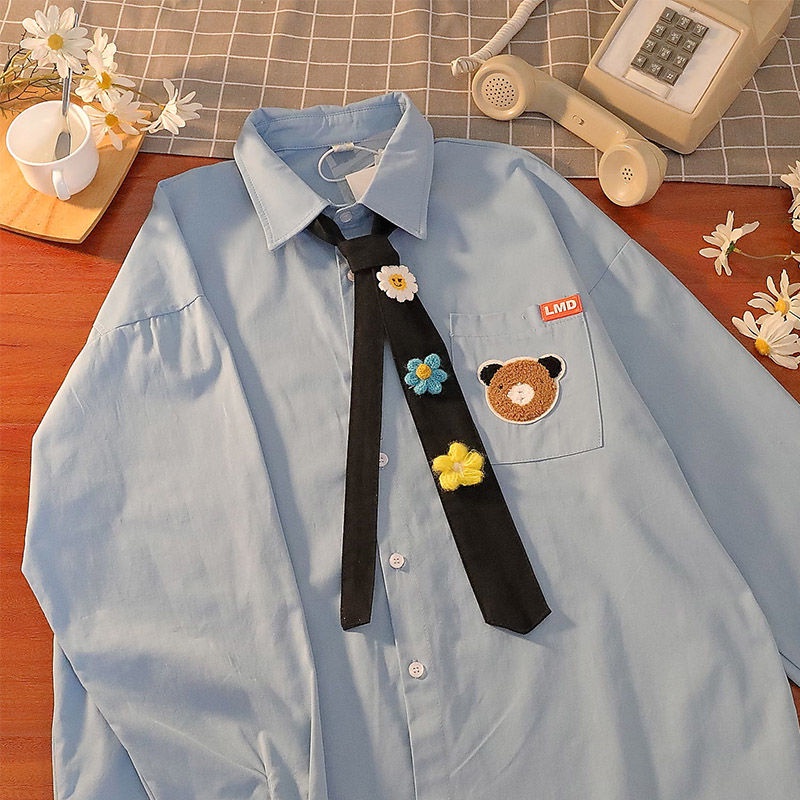 Áo Sơ Mi Tay Dài Phong Cách Nhật Bản Thời Trang Xuân Thu Dành Cho Cặp Đôi